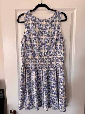 Universal Thread White Dress with Blue Floral Print